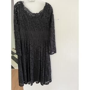 Lace Dress Black M Long Sleeve Goth Vintage-Inspired Balletcore Party